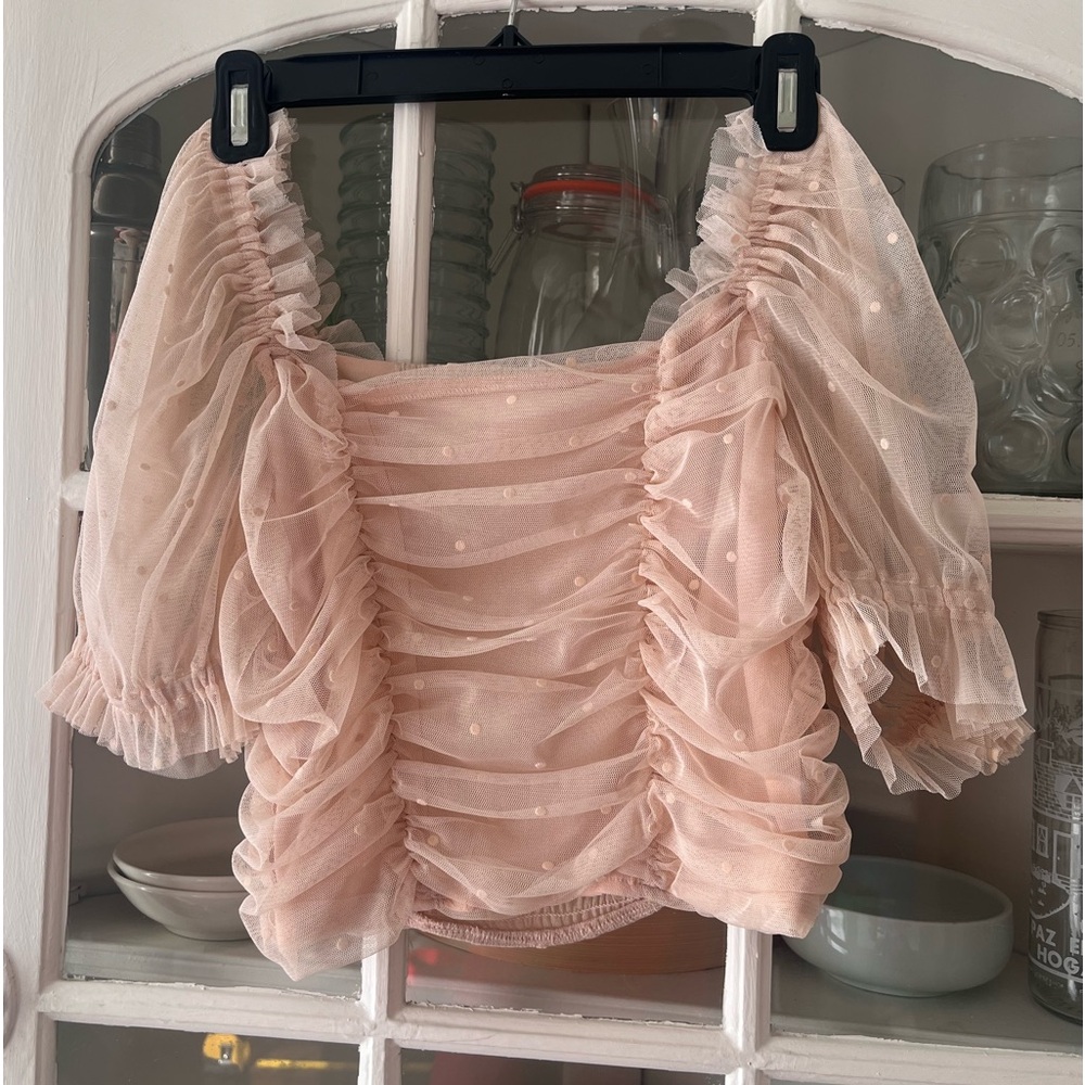 Cropped tulle top